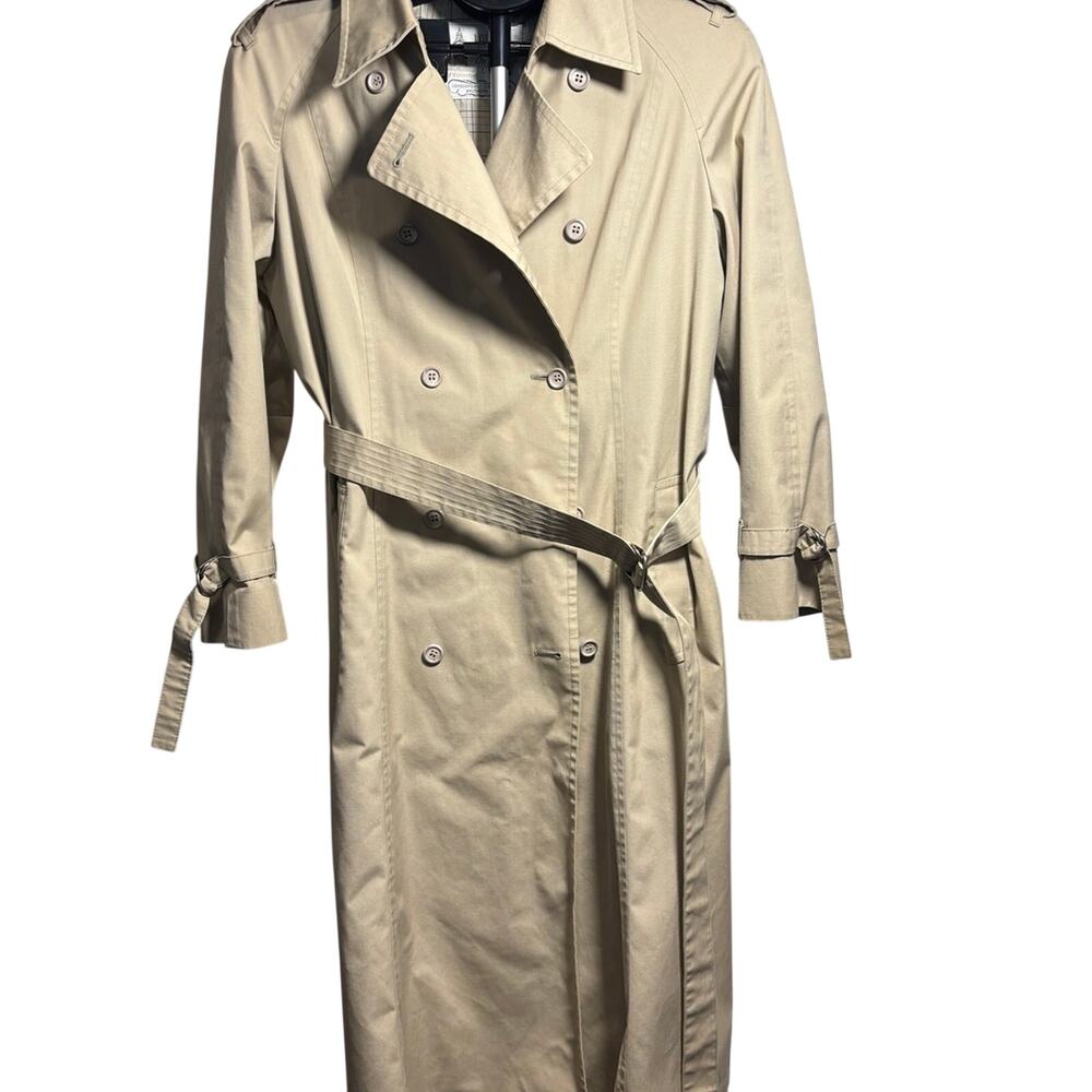 Vtg London Fog Women's MainCoats Tan All Weather Trench Coat Jacket Sz 14 Petite